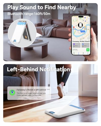 for MagSafe Wallet, Works with Apple Find My,5 Card Holder with Stand, Magnetic Phone Wallet Stand for iPhone 17/16/15/14/13/14 Pro Max Air Plus, RFID Blocking Vegan Leather,White - color: Findmy White