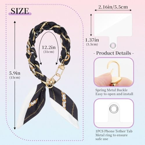 ZOOEASS Phone Wrist Lanyard Gold Metal Scarf Phone Charm Strap with Tether Tab Women Phone Chain Accessories for Handbags - color: Style 2