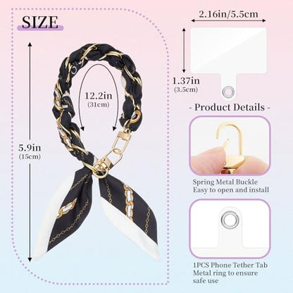 ZOOEASS Phone Wrist Lanyard Gold Metal Scarf Phone Charm Strap with Tether Tab Women Phone Chain Accessories for Handbags - color: Style 2