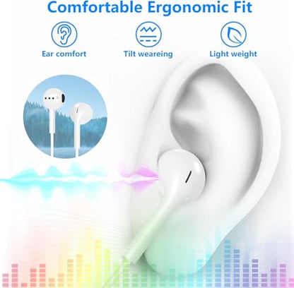 Apple MFi Certified 2 Pack iPhone Wired Headphones with Lightning Connector - color: White