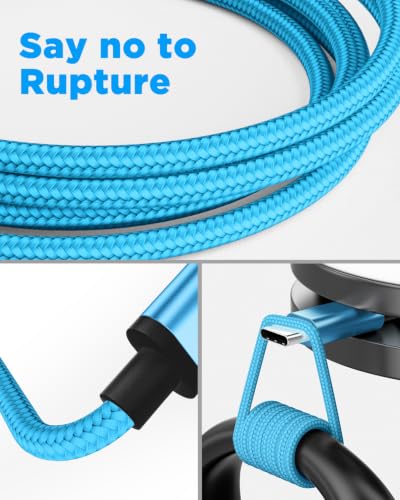 Aioneus USB A to USB C Cable 10 FT 2Pack 3A Fast Charging USBC Cord Braided - color: Blue