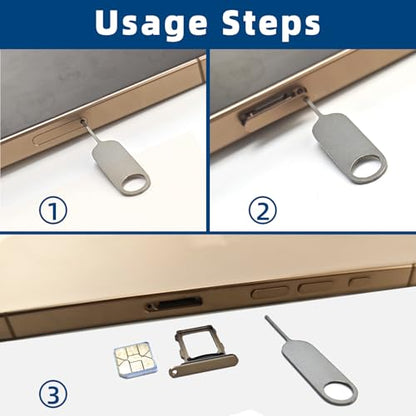 2 Pcs Universal SIM Card Removal Tool Tray Ejector Pin, inclued Key Ring