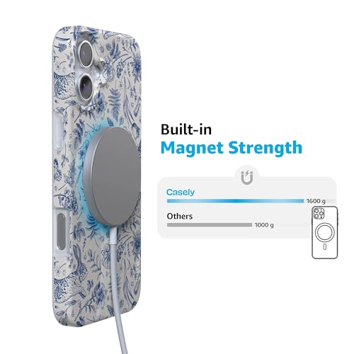 Casely iPhone 16 Case | Hop & Bloom | Bunny Toile | Compatible with MagSafe | Classic Ultra Slim Design - color: Hop & Bloom | Bunny Toile, size: Iphone 16