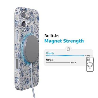Casely iPhone 16 Case | Hop & Bloom | Bunny Toile | Compatible with MagSafe | Classic Ultra Slim Design - color: Hop & Bloom | Bunny Toile, size: Iphone 16