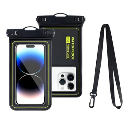 Waterproof Floating Phone Pouch, Universal IPX8 Waterproof Case for iPhone Samsung Galaxy Series, 6.9" Dry Bag with Lanyard for Beach Pool Water Play Swimming Black Green - color: Black Green