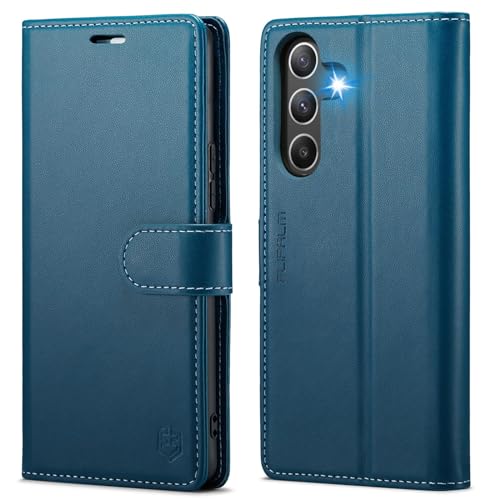 FLIPALM Wallet Case for Samsung Galaxy A15 5G, Blue | Card Holder, RFID Blocking, PU Leather Folio Flip, Kickstand, Protective Shockproof Cover - color: Blue