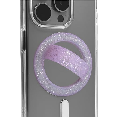 Magnetic Silicone Phone Grip Loop Holder for MagSafe iPhone Case - color: Purple Sparkle