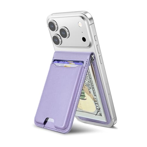 For Magsafe Wallet with Money Clip, 5 Card Holder, Adjustable Stand | Strongest Magnetic Wallet for iPhone 17/16/15/14/13/12 Series, ID Window, RFID Blocking, Not for 13/12 Mini, Light Purple - color: Light Purple