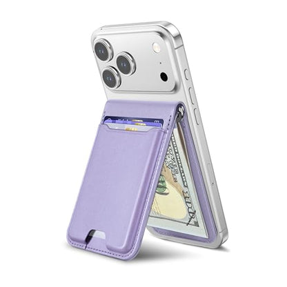 For Magsafe Wallet with Money Clip, 5 Card Holder, Adjustable Stand | Strongest Magnetic Wallet for iPhone 17/16/15/14/13/12 Series, ID Window, RFID Blocking, Not for 13/12 Mini, Light Purple - color: Light Purple