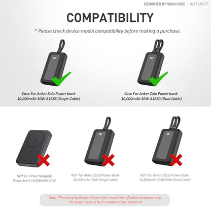 Silicone Case for Anker Zolo Power Bank (10,000mAh 30W) A1680/A1688 Protective Cover with Lanyard Slot, Drop-Proof Dust-Proof Precise Cutouts for Daily Use & Travel (Gray) - color: Gray