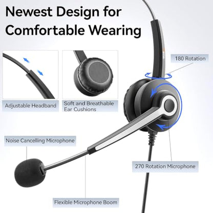 Wantek USB-A/USB-C Wired Stereo Headset – Lightweight, Noise-Cancelling - color: Ultra Black