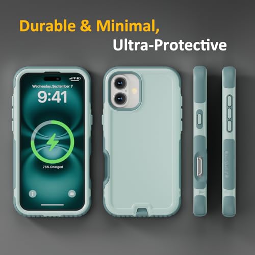 Follaroma Magnetic for iPhone 16 Case, Heavy Duty Phone Cases, Green, 6.1" | Compatible with MagSafe, Heavy Duty Shockproof,Military-Grade Anti-Drop Protective,Dual Layer Magnetic Protection Phone Cover - color: Green, size: iPhone 16 6.1''