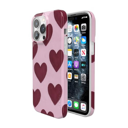 Casely iPhone 14 Pro Case | Whole Lotta Love | Plum Hearts | Compatible with MagSafe | Classic Ultra Slim Design - color: Whole Lotta Love | Plum Hearts, size: iPhone 14 Pro