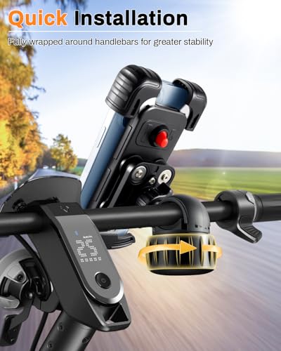 JUSTTOP Motorcycle Phone Mount Holder with Vibration Dampener and Upgraded Handlebar Clamp,Bike&Bicycle Phone Mount Holder,for iPhone 16 15 14 13 Pro Max Plus, 4.7-7"