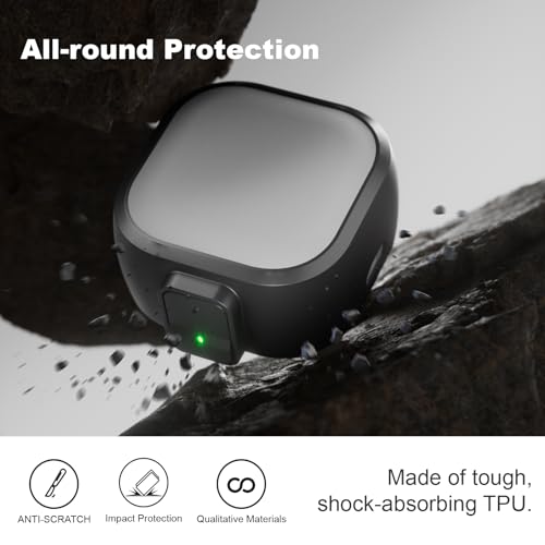 for Samsung Galaxy Buds 4 Pro/Buds 4 Case (2026) with Secure Safety Lock Clip,Shockproof Scratch-Resistant Hybrid PC+TPU Soft Shell Protective Cover Accessories with Carabiner&Cleaning Pen(Black) - color: Black Edge-Grey