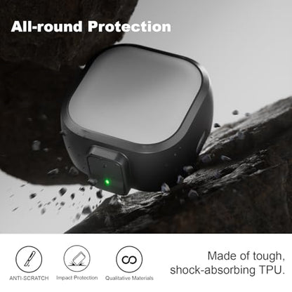 for Samsung Galaxy Buds 4 Pro/Buds 4 Case (2026) with Secure Safety Lock Clip,Shockproof Scratch-Resistant Hybrid PC+TPU Soft Shell Protective Cover Accessories with Carabiner&Cleaning Pen(Black) - color: Black Edge-Grey
