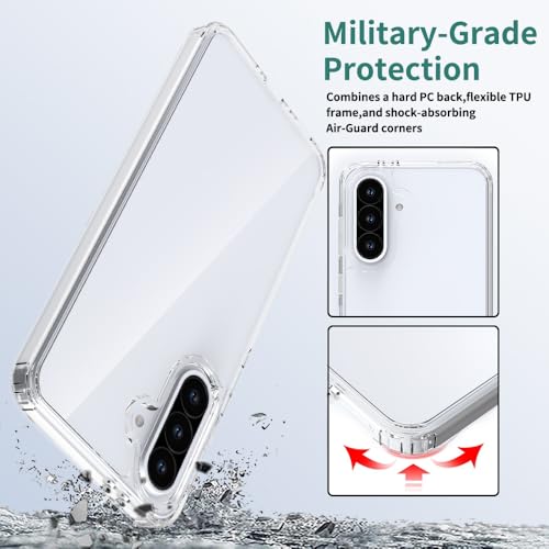for Samsung Galaxy A36 5G Case Crystal Clear Slim Hard Case Hybrid Shockproof Bumper with Tempered Glass Screen Protector Full Body Anti-Yellow Anti-Scratch Phone Protective Cover - color: Galaxy A36 5G