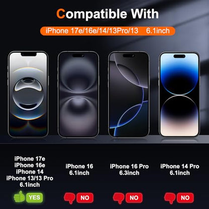 2 Pack Matte Privacy Screen Protector for iPhone 17e / iPhone 16e / iPhone 14 / iPhone 13 / iPhone 13 Pro 6.1-inch with Installation Frame, Anti-Spy Anti-Glare 9H Tempered Glass, Case Friendly - size: iPhone 17e/16e/14/13/13 Pro-6.1 Inch