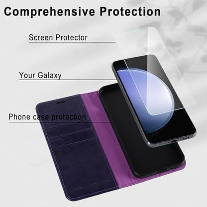 MONASAY Wallet Case for Samsung S23 FE with 3 Card Holders - Purple - color: Purple, size: Galaxy S23 FE