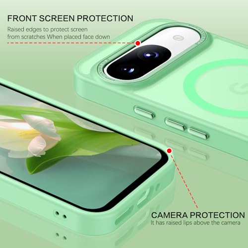 BENTOBEN for Google Pixel 9 Case [Compatible with Magsafe] Translucent Matte Magnetic Pixel 9 Case Slim Fit Shockproof Women Men Girls Boys Protective Phone Cases for Google Pixel 9 6.3", Matcha Green - color: Matcha Green