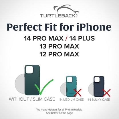 Turtleback Belt Clip for iPhone 16 Pro Max, 15 Pro Max, 14 Pro Max -Small- Fits w/Slim MagSafe Style Cases, Premium Black Leather, Vertical Belt Holder, Magnetic Closure HD Rotating Belt Clip - color: Vertical - Leather w/ HD Clip, size: Small