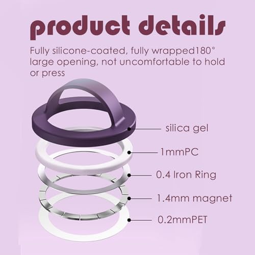 Magnetic Silicone Ring Grip Phone Holder, Rotating Finger Loop Ring Grip Holder, Soft and Portable, Strong Magnetic Attraction, Compatible with Magsafe for iPhone and Samsung Case (Pink) - color: Pink