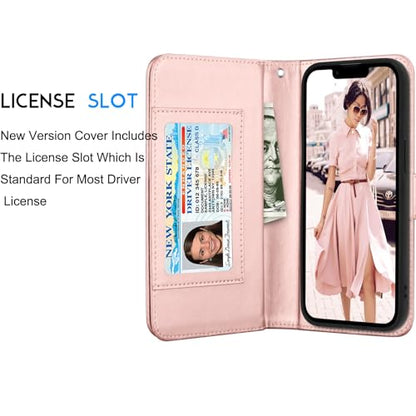Tekcoo Wallet Case Compatible with iPhone 16E 2025 (6.1 inch) Luxury ID Cash Credit Card Slots Holder [Detachable Magnetic Hard Case] Carrying Pouch Folio Flip PU Leather Cover [Rose Gold] - color: Rose Gold, size: 16E 2025