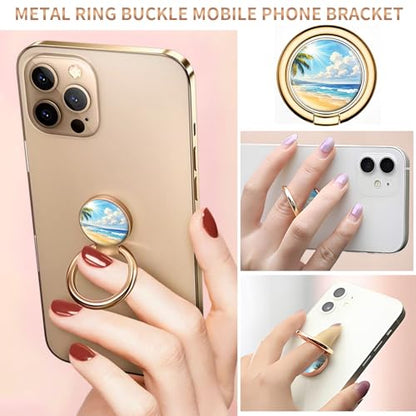 Cell Phone Ring Holder, Cute Metal Phone Grip Stand Finger Ring Kickstand, Flexible 360°Rotation Phone Tablet Case Accessories Compatible with Most Phones Tropical Beach Scene - color: Tropical Beach Scene