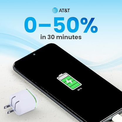 AT&T 30W USB C Travel Wall Charger PPS PD Foldable 4ft USB IF Cable White - color: 30W White USB-C