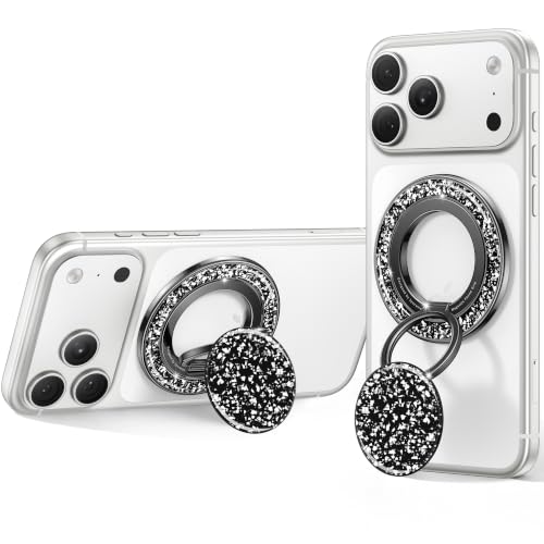 SYNCWIRE for MagSafe Phone Grip, Sparkly Magnetic Phone Ring Holder - color: Glitter Black