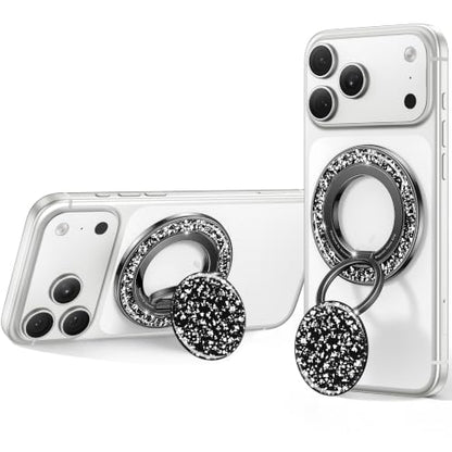 SYNCWIRE for MagSafe Phone Grip, Sparkly Magnetic Phone Ring Holder - color: Glitter Black