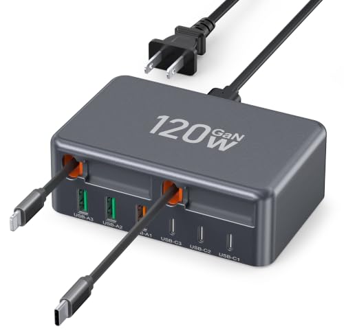8-in-1 Retractable USB C Charger Charging Station Hub for Multiple Devices - color: Grey