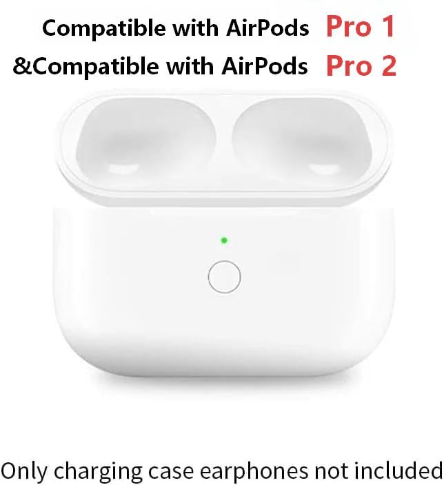 Replacement Charging Case for AirPods Pro 1 & 2 (A2190/A2084/A2083/A2968/A2700/A3047/A3048/A3049/A2931/A2698/A2699) –Lightning & Qi Wireless Charging – Bluetooth Pairing Button – Case Only