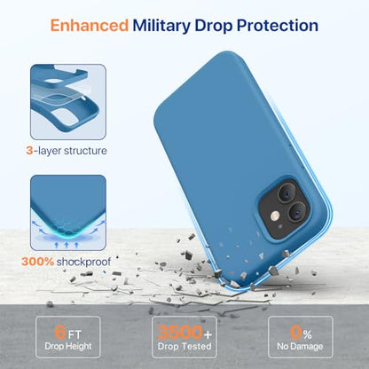 miracase Compatible with iPhone 12 Case and iPhone 12 Pro Case, Liquid Silicone Gel Rubber Full Body Protection Shockproof Drop Protection Phone Case for iPhone 12/12 Pro 6.1 inch, Capri Blue - color: Capri Blue, size: iPhone 12/12 Pro