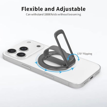 2-in-1 Magnetic Phone Grip & Stand for iPhone 15/16/17 Pro Max,Samsung Galaxy S26 Ultra, Pixel 10 – Hands-Free Holder for TikTok, Netflix, Video Calls, MagSafe Compatible (Gray) - color: Gray