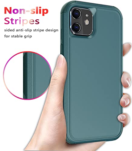 Diverbox for iPhone 11 Case [Shockproof] [Dropproof] [Tempered Glass Screen Protector],Heavy Duty Protection Phone Case Cover for Apple iPhone 11 (Dark Green-3in1) - color: Dark Green-3in1