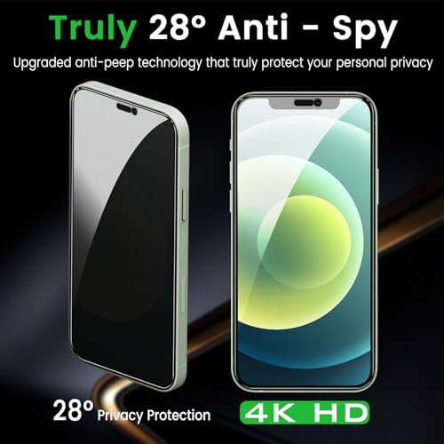 Romkasi 3 Pack Privacy Screen Protector for iPhone 12 6.1 Inch with 3 Pack Camera Lens Protector, Anti Spy Tempered Glass Film, Anti-Scratch, Touch Sensitive, Case Friendly - color: iPhone 12