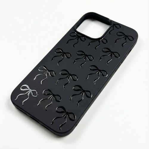 Black Case Compatible with - iPhone 12 Pro - iPhone 12 - Ribbon Bow Aesthetic Kawaii Matte Trendy Shockproof Cute Cover Elegant Protective Rubber Silicone Coquette Pretty Girly Print for Women - color: Ribbon Bow, size: iPhone 12 Pro / iPhone 12