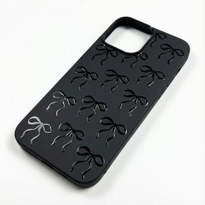 Black Case Compatible with - iPhone 12 Pro - iPhone 12 - Ribbon Bow Aesthetic Kawaii Matte Trendy Shockproof Cute Cover Elegant Protective Rubber Silicone Coquette Pretty Girly Print for Women - color: Ribbon Bow, size: iPhone 12 Pro / iPhone 12