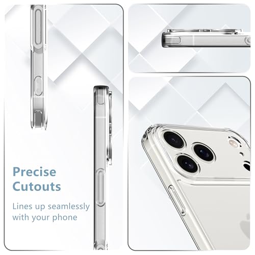 Anoowkoa Designed for iPhone 17 Pro Case 6.3" Anti Yellowing Clear Phone Case with（2 Pack ） Tempered Glass Screen Protector.9H Hardness Military Grade Protection Support Fingerprint Unlocking - color: iPhone 17 Pro