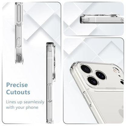 Anoowkoa Designed for iPhone 17 Pro Case 6.3" Anti Yellowing Clear Phone Case with（2 Pack ） Tempered Glass Screen Protector.9H Hardness Military Grade Protection Support Fingerprint Unlocking - color: iPhone 17 Pro