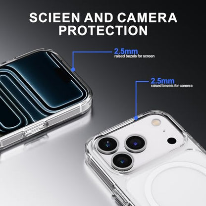 PAUL B for 2025 iPhone 17 Pro Case (Compatible with MagSafe) Military Grade Drop Protection(Drop Tested up to 13FT) Anti Yellowing | Magnetic Rugged Shockproof Phone Cover (Clear, iPhone 17 Pro) - color: Clear, size: iPhone 17 Pro