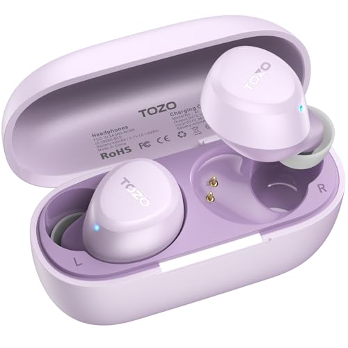 TOZO A1 Wireless Earbuds Bluetooth 5.3 Light Weight in Ear Headphones - color: Light Purple