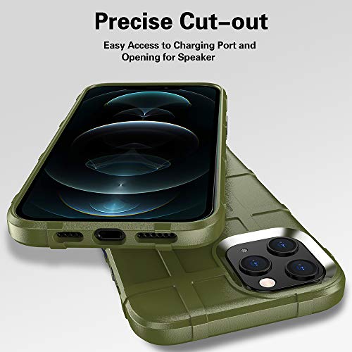 Rugged Shield TPU Thick Solid Armor Tactical Protective Case Compatible with iPhone 12 Pro Max (6.7 inches) - Army Green - color: Army Green, size: iPhone 12 Pro Max