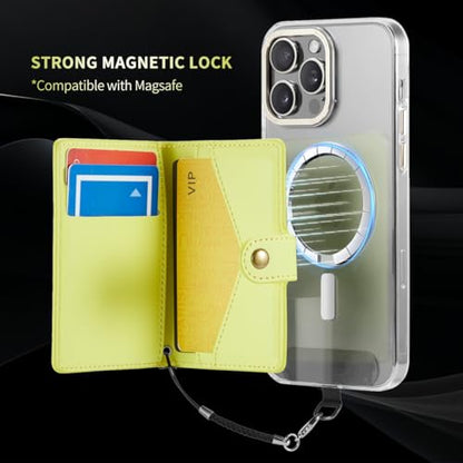 for Apple Magsafe Wallet,PU Leather Magnetic Wallet for iPhone 16/15/14/13/12 pro Max/Mini/plus,5 Card Holders with RFID Blocking (Yellow) - color: Yellow