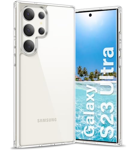 Vakaa Clear Case for Samsung Galaxy S23 Ultra 5G, Anti-Yellowing | Hard Back with Military-Grade Drop Protection, Wireless Charging Compatible - color: Transparent, size: S23 Ultra