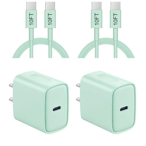 iPhone 17 16 15 Charger Fast Charging 10FT - 20W USB C Charger Block - color: Green, size: 10FT
