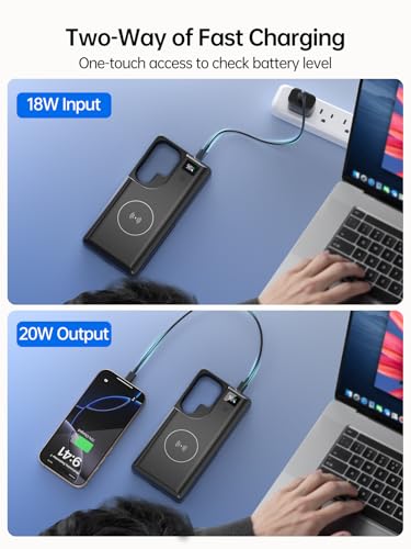 NEWDERY Battery Case for Samsung Galaxy S25 Ultra, 10000mAh Charger Case | Portable Power Bank,Qi Wireless Charging,20W USB C Fast Charging,LED Display,Data Sync Supported,Rechargeable Battery Pack - size: For Galaxy S25 Ultra 6.9"