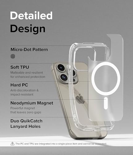 Ringke for iPhone 15 Pro Case [Fusion Magnetic Matte Clear] | Compatible with MagSafe, Oil & Dirt Resistant, Anti-Fingerprint Technology Prevents Oily Smudges, Feels Velvety Soft - size: iPhone 15 Pro