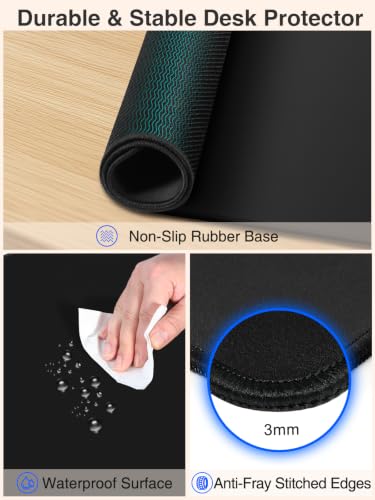Magnetic Wireless Charging Mouse Pad, 31.5"x15.8" Large Desk Mat - color: Black-Adatper